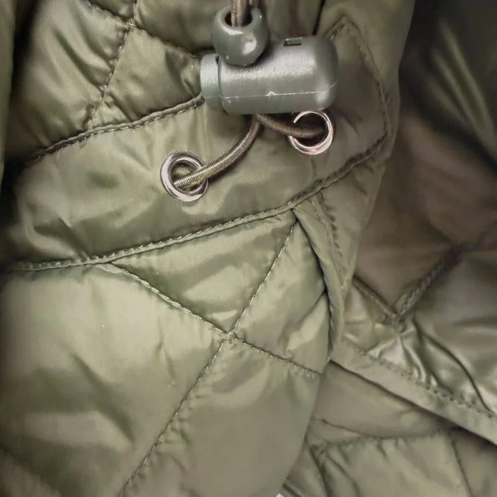 LANDS END Womens Quilted Vest Medium Olive Green Button Front Utility Preppy NWT - Picture 9 of 10